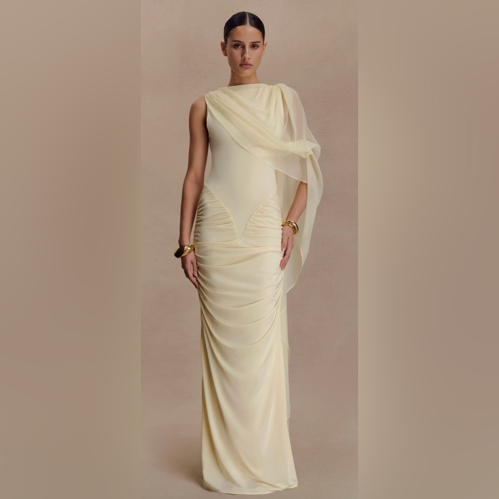 Amandine ruched slinky maxi dress